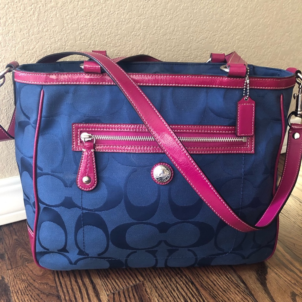 COACH F14941 Blue and Hot Pink